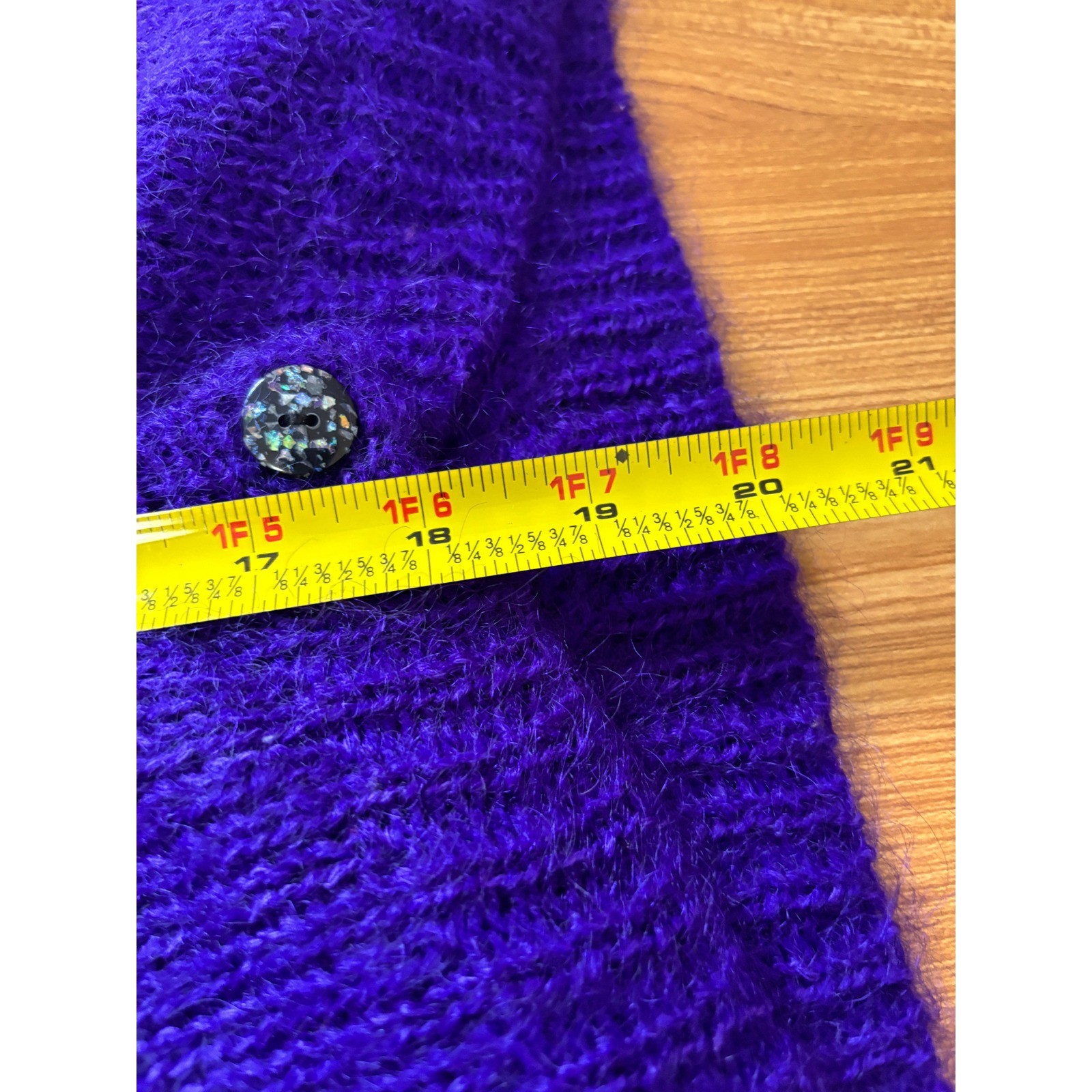 Vintage Mohair Blend Cardigan Sweater Women’s Medium Purple Hong Kong Cropped