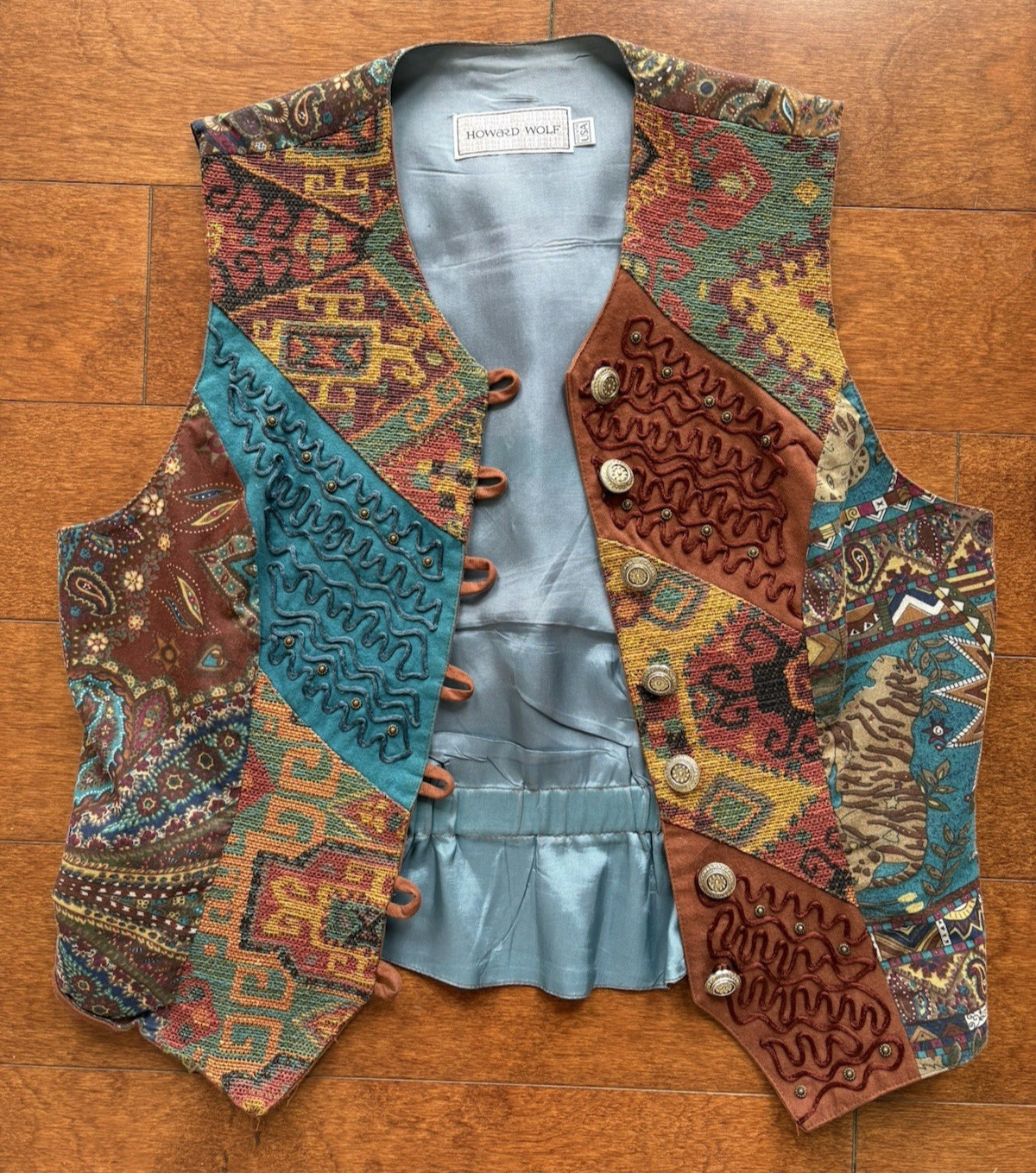 Vintage Howard Wolf Patchwork Western Cottagecore Vest Size 8 Poly/Cotton Blend