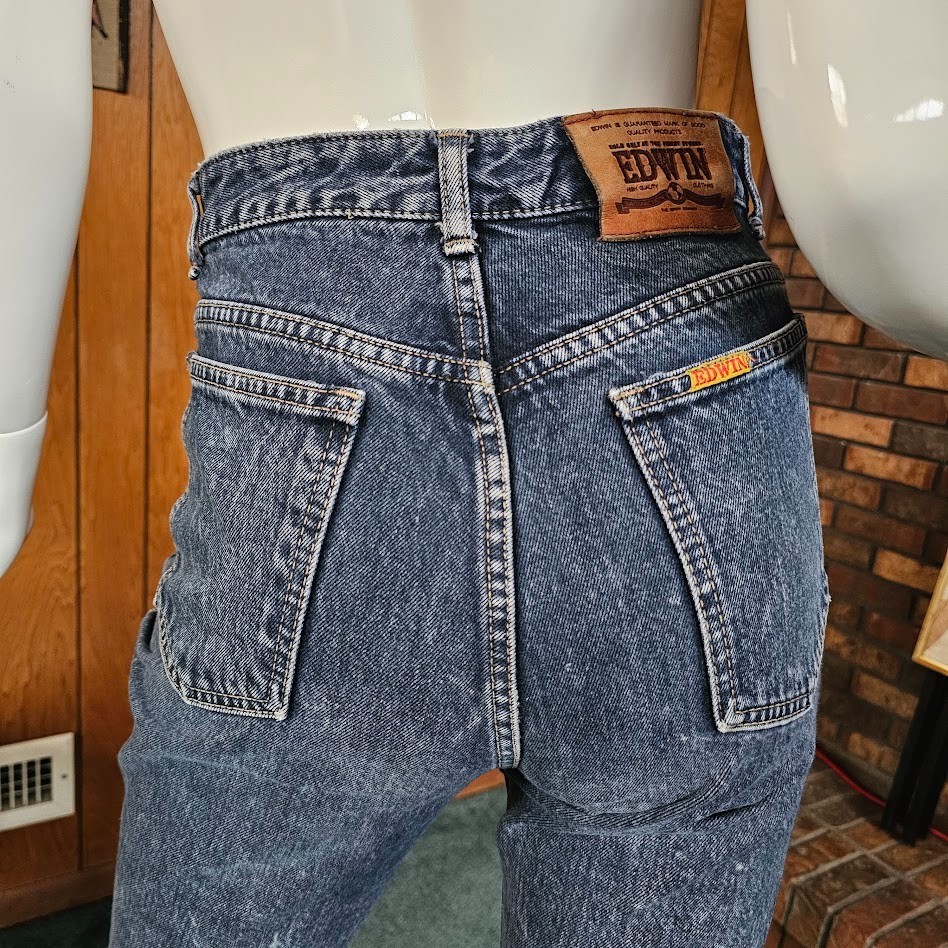 Vtg London Slim Punk Edwin High Waist Skinny Fit Japan Denim Jeans 27 X 32 XS