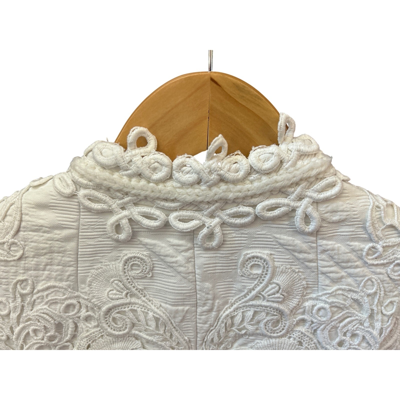 Vintage 1960s White Quilted Trapunto Soutache Long Coat Regencycore Romantic