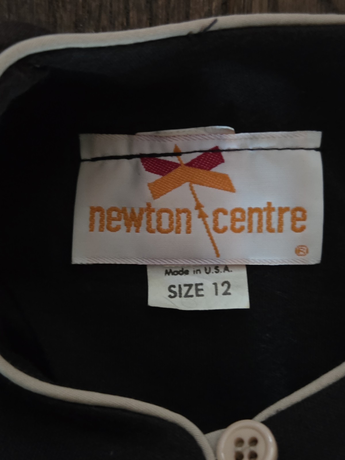 Vintage Newton Centre Dress Size 12 Black Ivory Colorblock Belted Midi Dress USA
