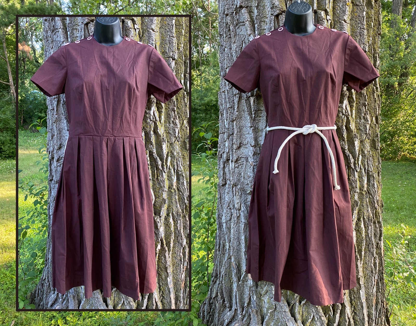 Vintage 50s Secretary Geek School College Day Dress Chocolate S M