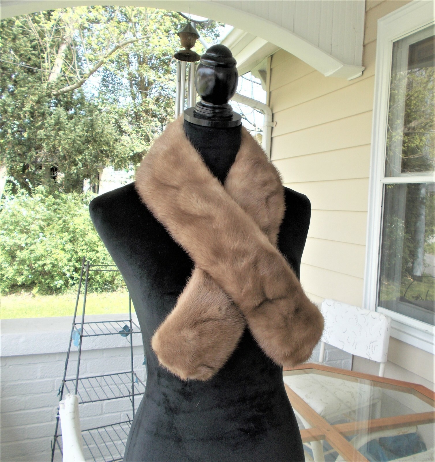 Vtg Champagne Blonde Brown Mink Fur Stole Collar Scarf Jerome Wolk & Bro 38 1/2″