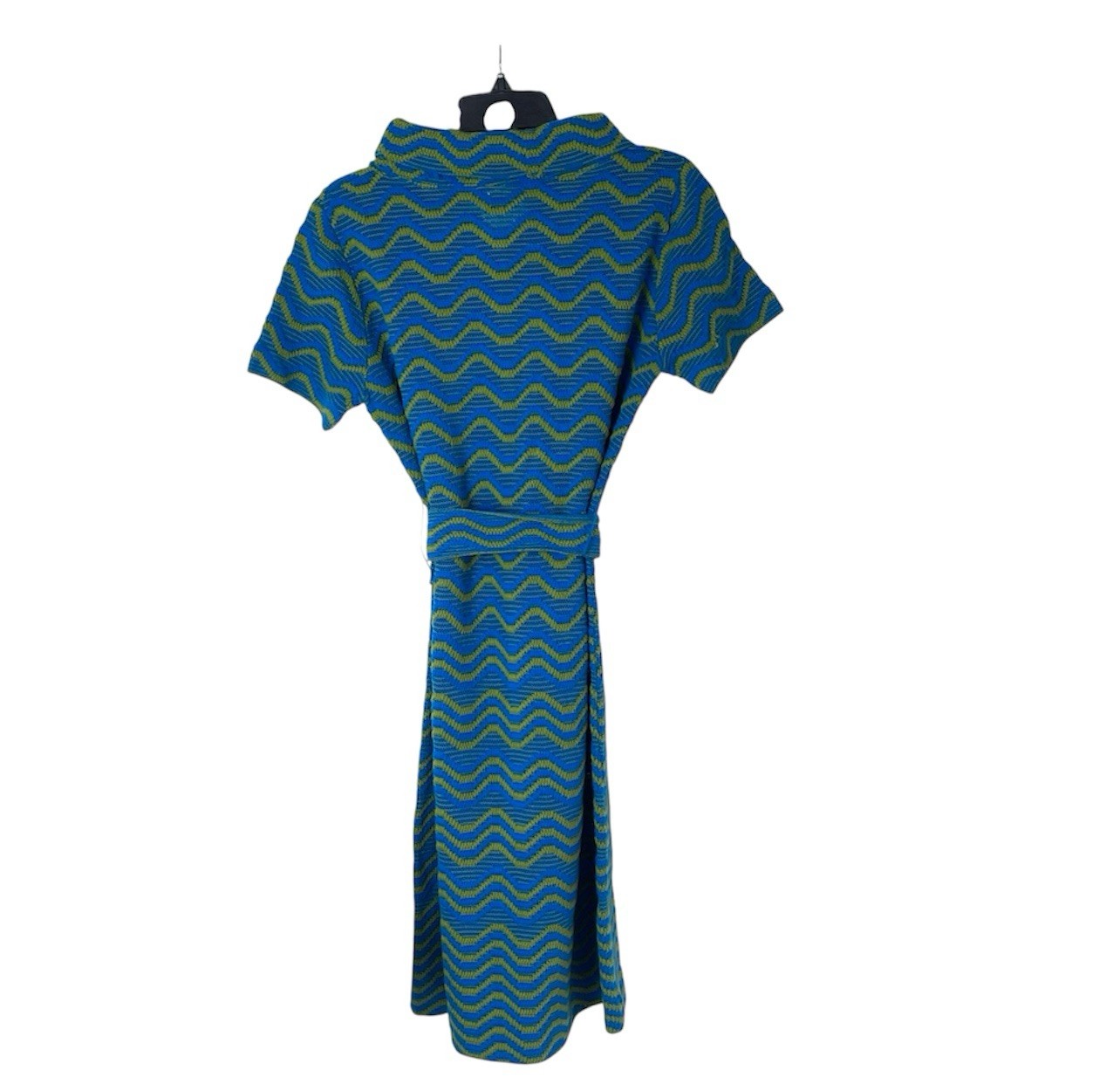 Vintage Beeline 1960s Green And Blue Stripped Short Sleeve Dress 100% Acrylic