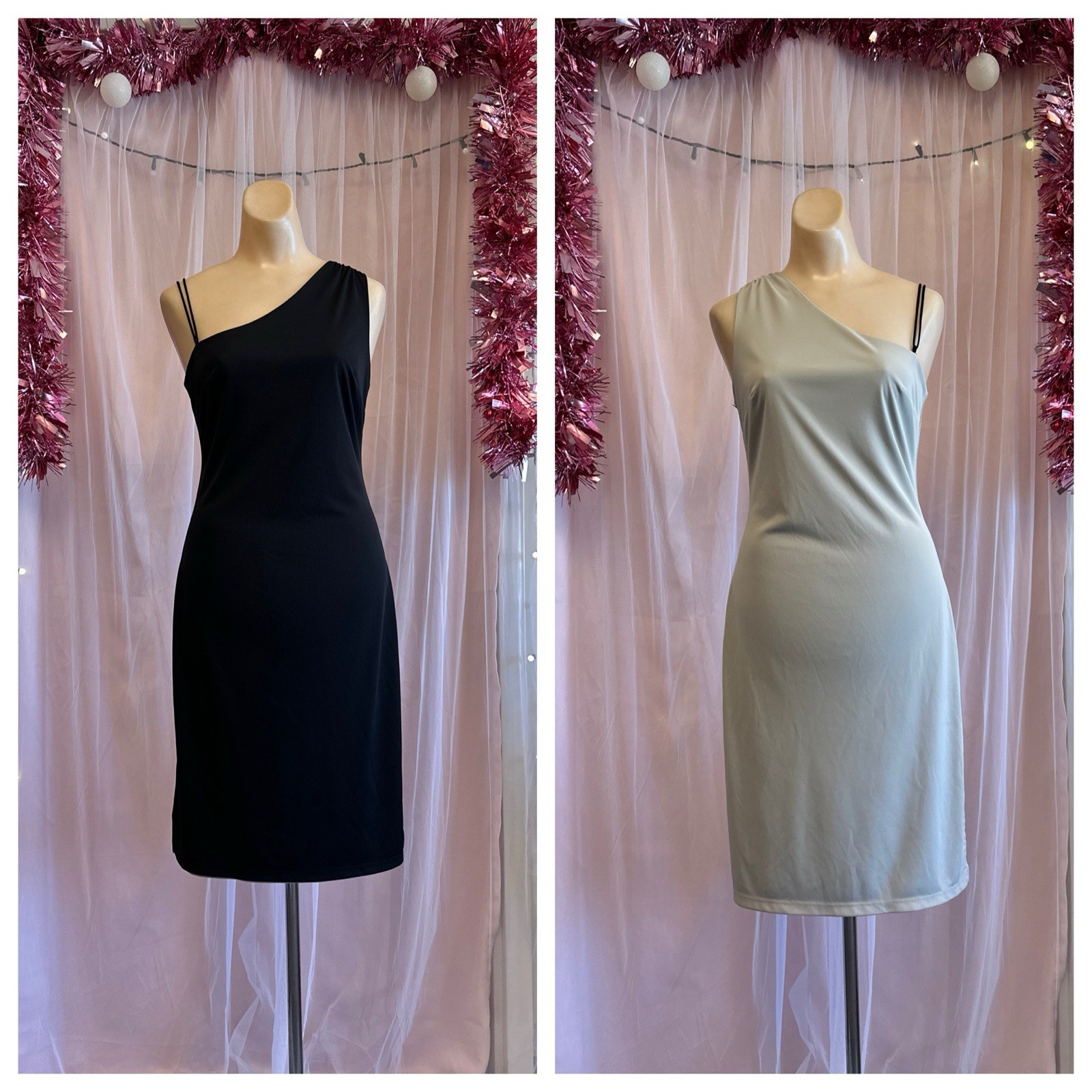 Vintage Y2K 2000s Reversible Mini Dress Black Cream Slinky Strappy Minimalist XS