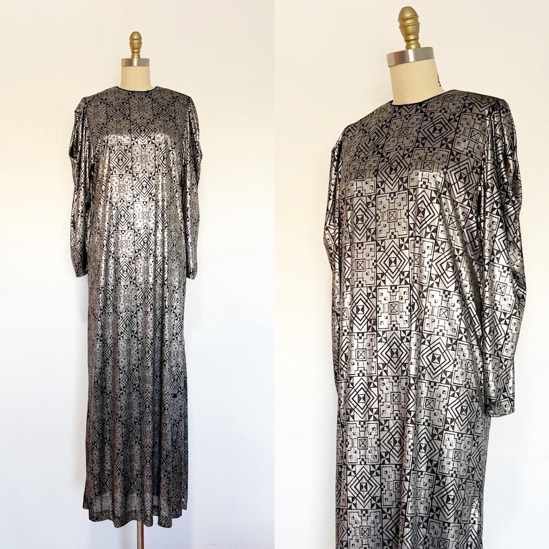 1970s David Brown Dress / 1970s Disco Dress / Studio 54 Dress / Size Large