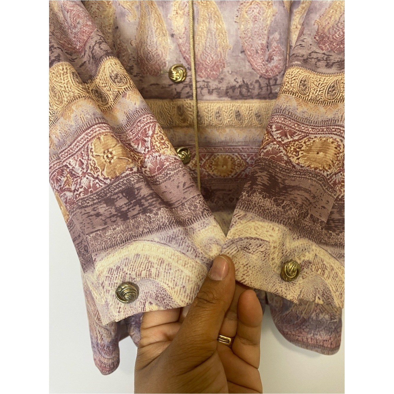 Whirlaway Frocks Paisley Jacket Blazer Vintage Boho Purple Gold Size 16 Women
