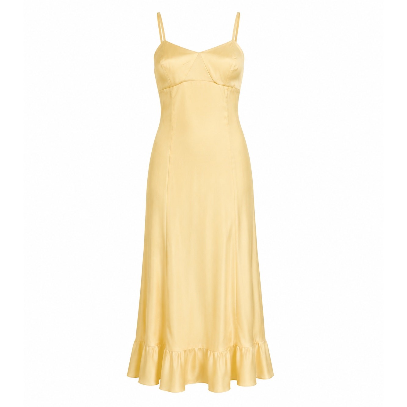 Antique 40s Buttercream Yellow slip dress Maxis SZ M/8 Soft Girl Coquette