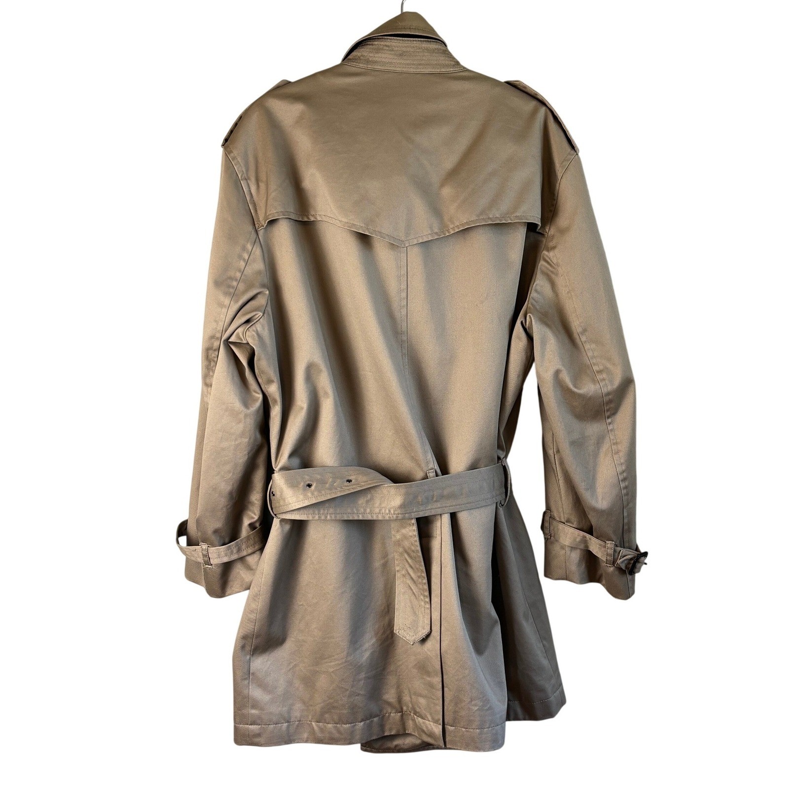 Banana Republic Trench Coat Tan Khaki Double Breasted Belted Classic Preppy Chic