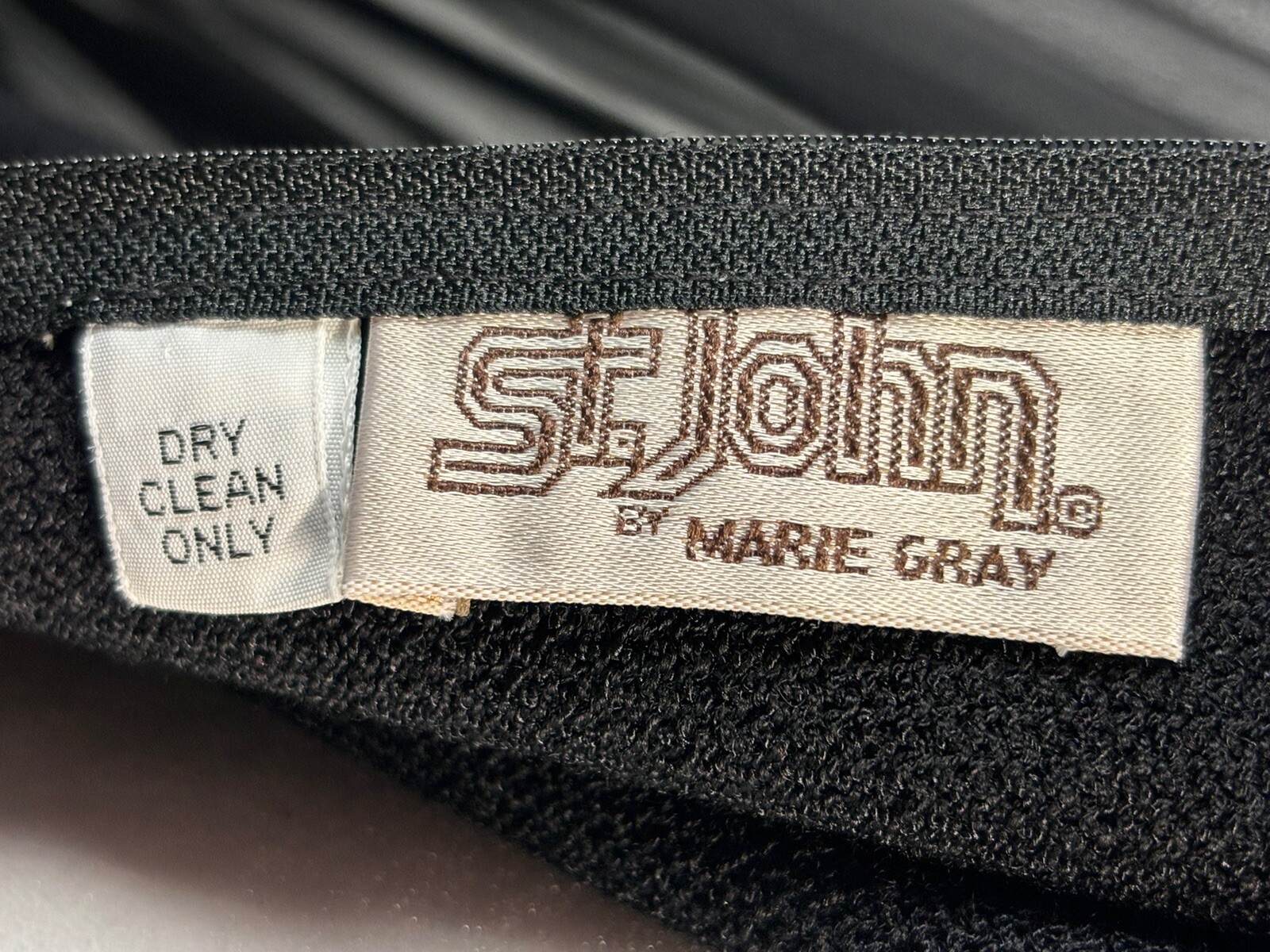 Vtg St. John By Marie Gray Knit Dress Black Sheer Sleeves Belt Cuff Buttons HTF