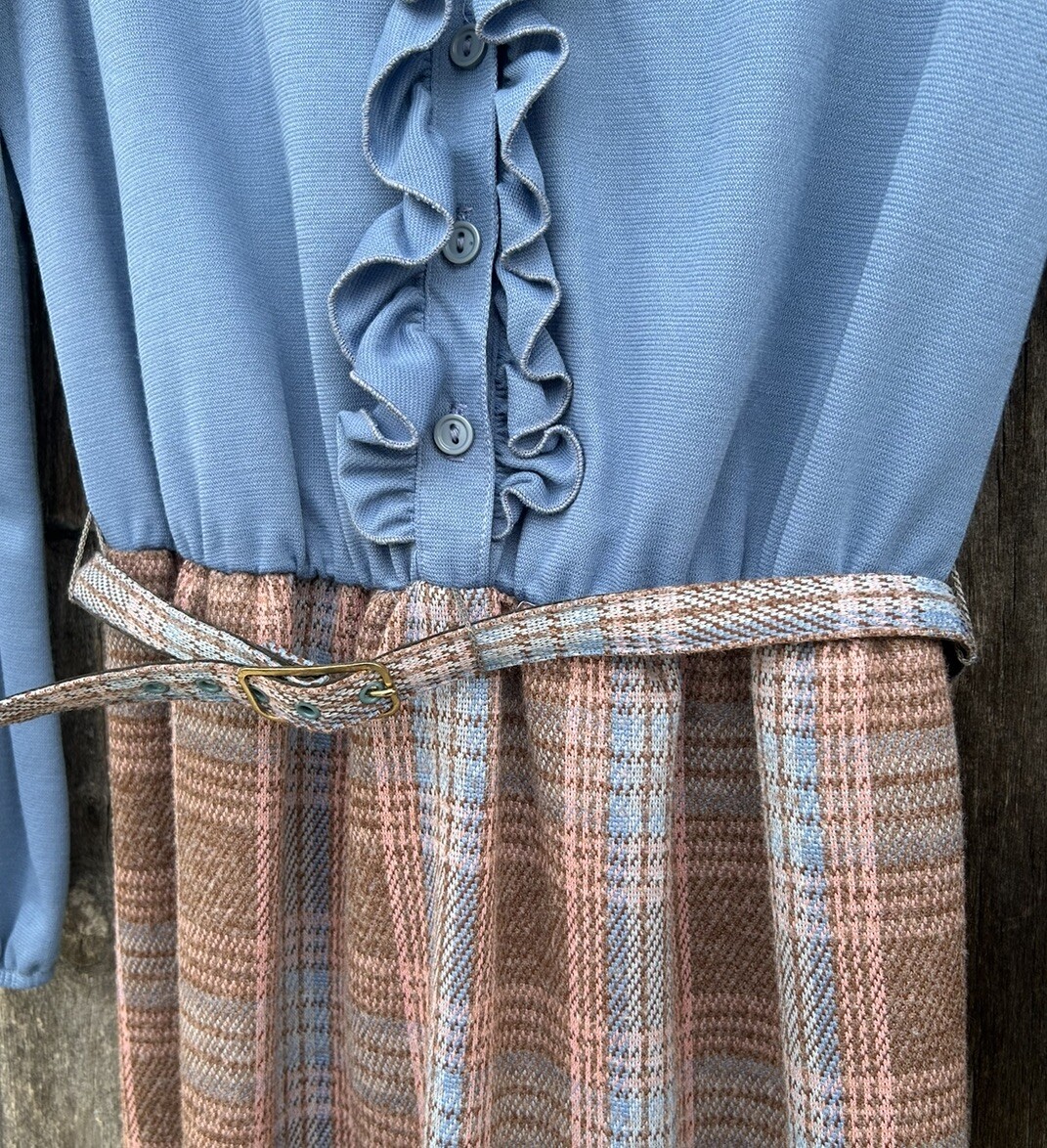 Vintage 60’s Trends by Jerrie Lurie Plaid Skirt Ruffle Blouse Belted Outfit (12)