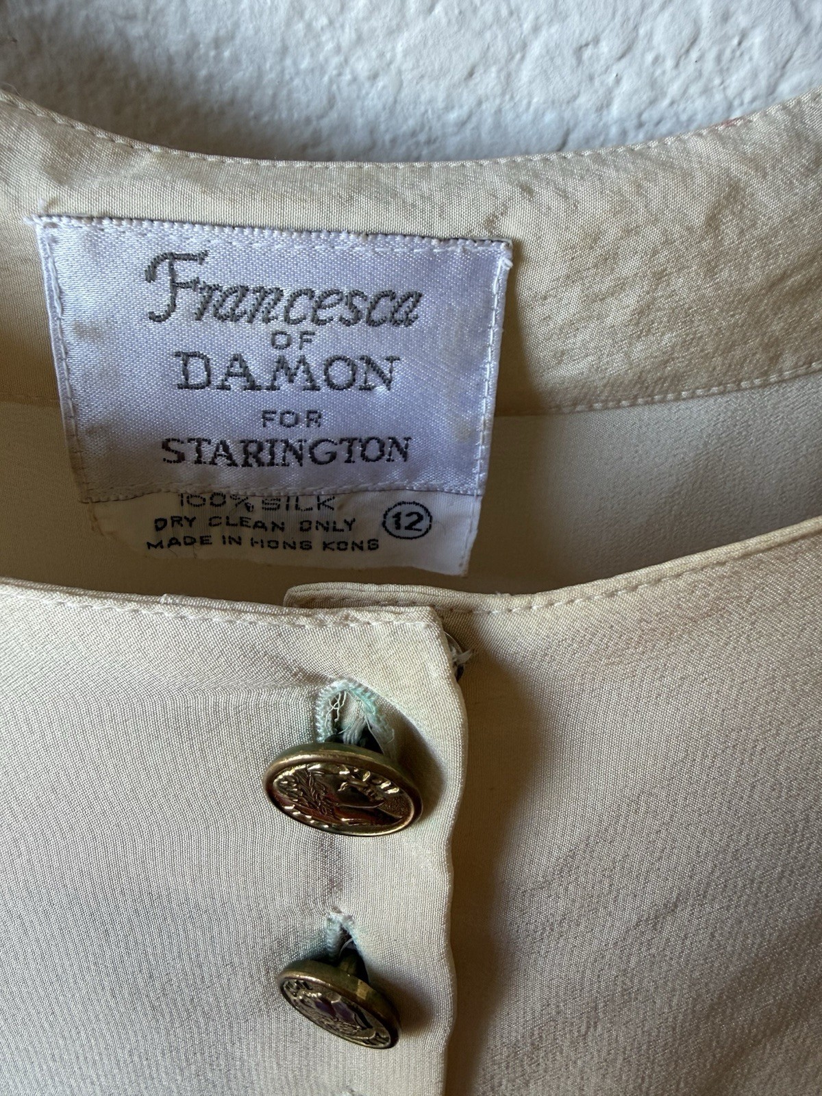 Vintage Francesca Of Damon Starington 100% Silk 1980s Color Block Dress Size 12