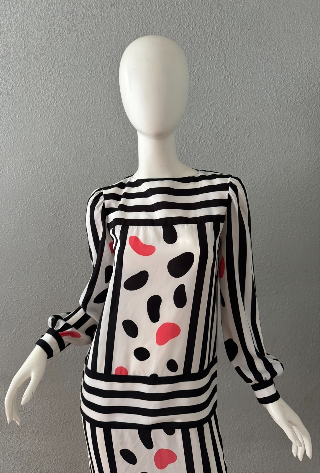 Vintage 80s Bold Abstract Long Sleeve MOD Shift Dress S