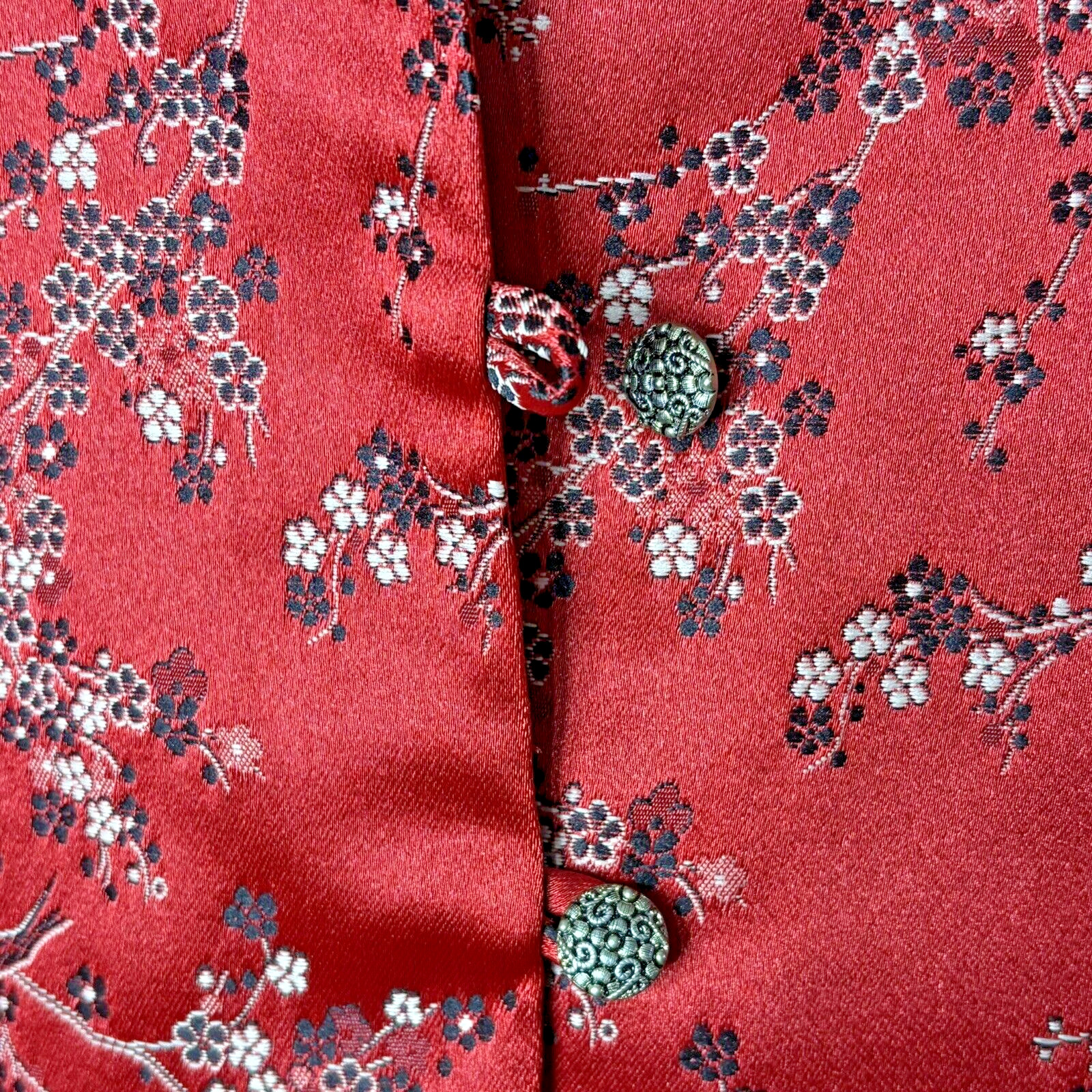 Vtg 80s Saks Ruth Norman NY Womens Jacket Size Med Asian Cheongsam Style Red USA