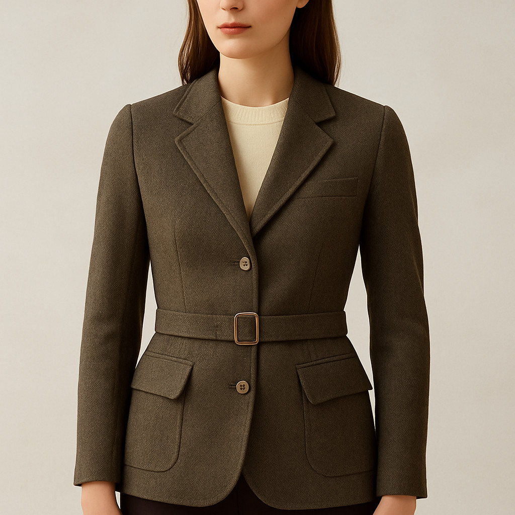 Willis & Geiger Russian Twill Wool Blazer Womens 6 Belted Safari USA Vtg