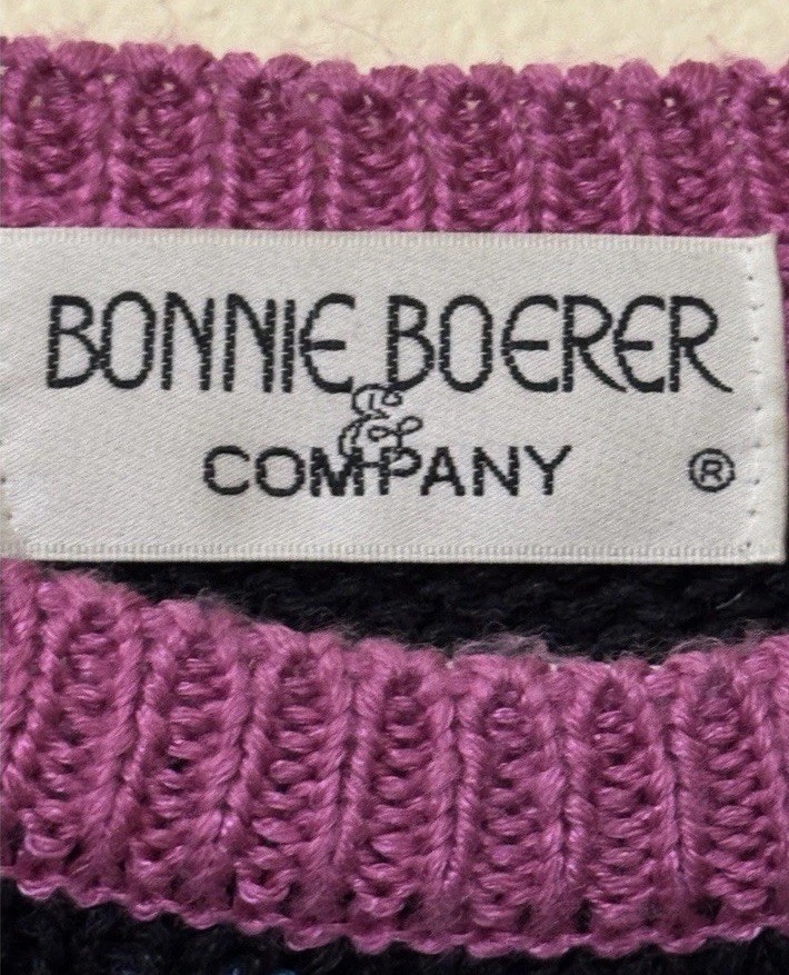 Vintage 80s Bonnie Boerer Oversized Abstract Graphic Sweater Geometric Size M