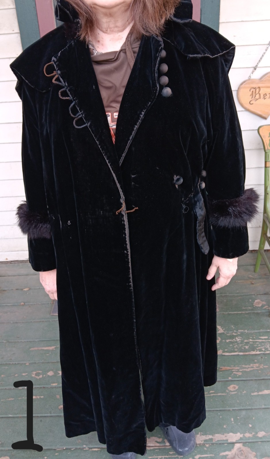 ORIGINAL Victorian 1880 Cloak Opera Coat Long Velvet Lace Silk Lined Deep Black