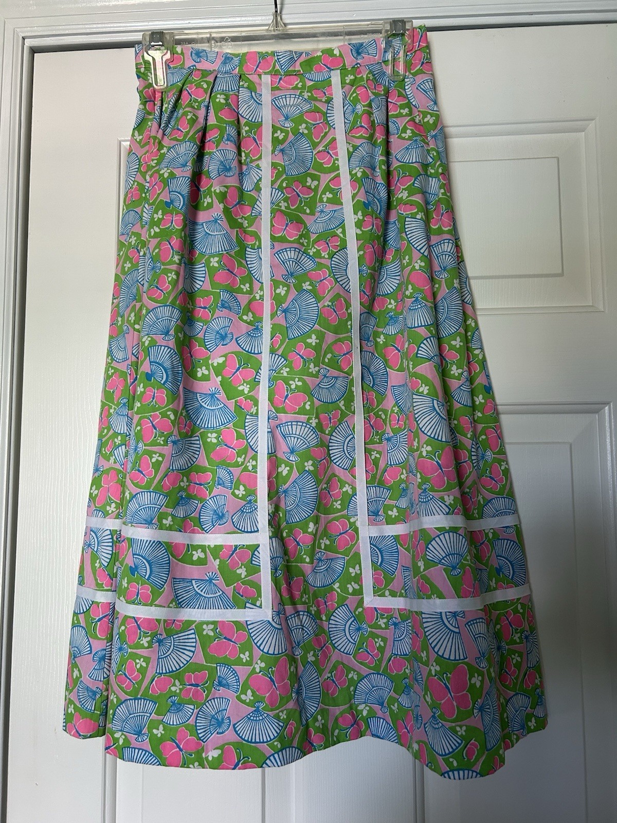 Vintage Lilly Pulitzer THE LILLY Butterflies Shells Lined MIDI Skirt A Line 10