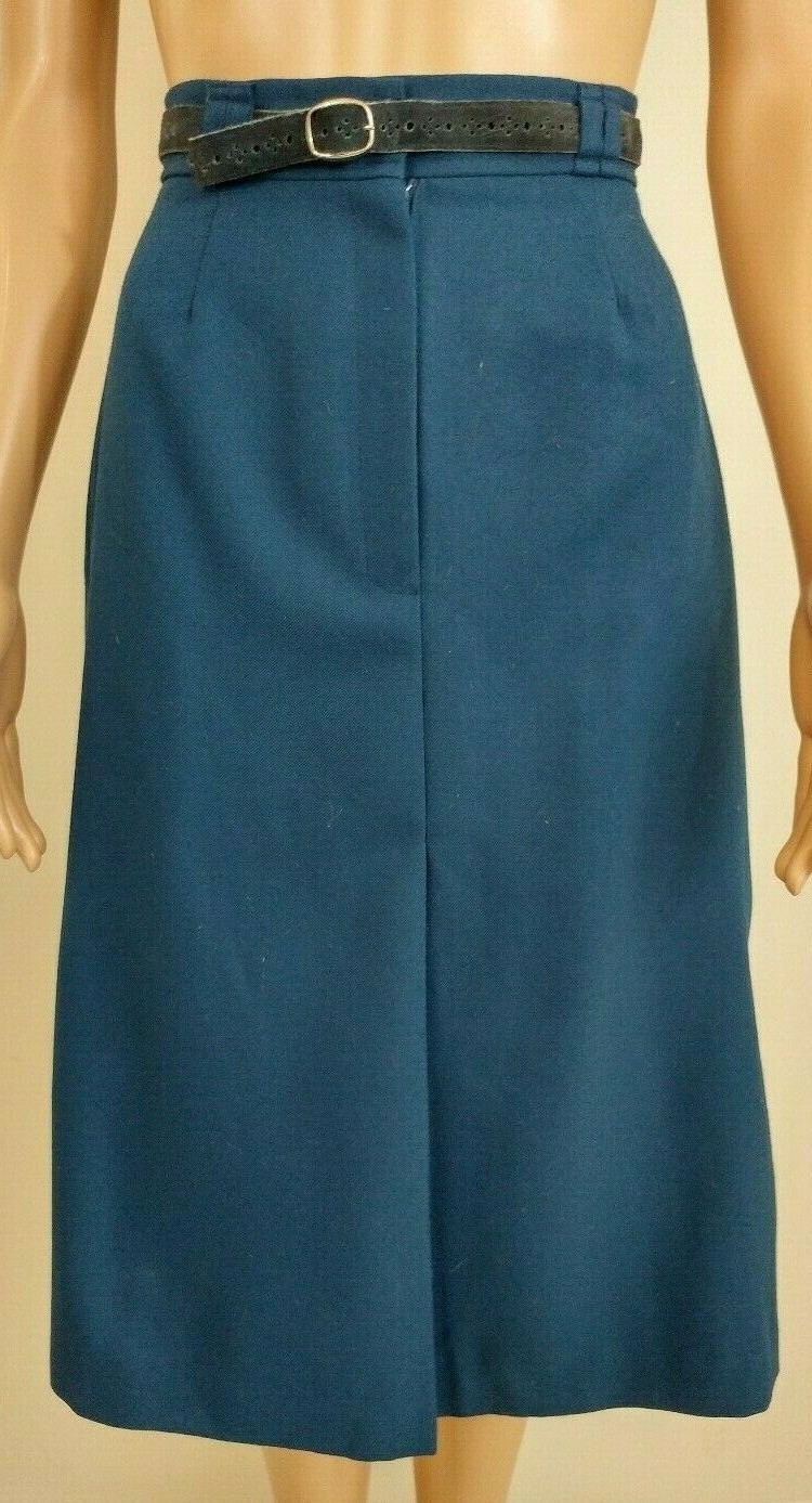 Vintage 1970s Panther Turquoise Vest & Skirt Set A-Line Knit Small 5/6
