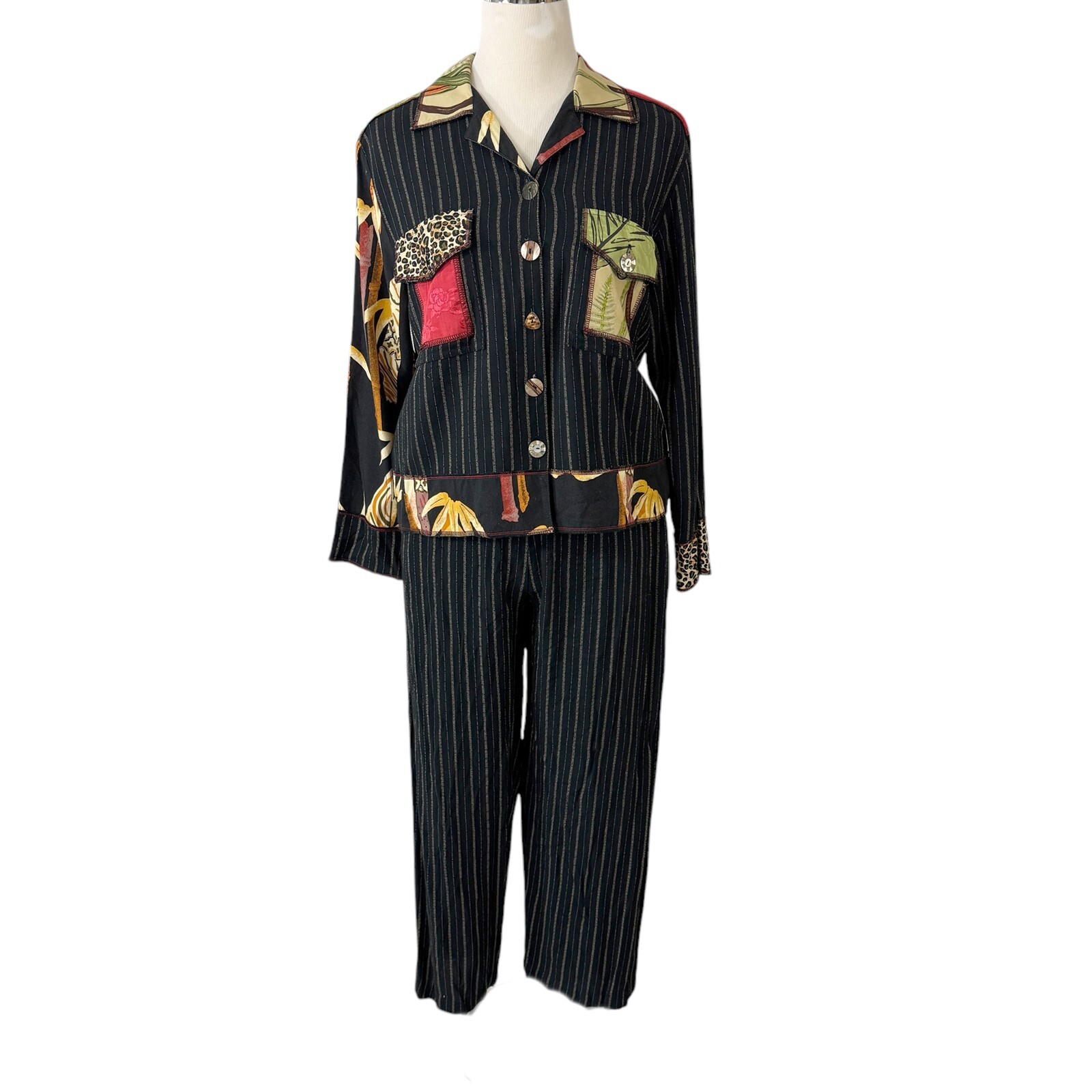 Faith by Celia Forrester Jacket & Pants Size XS & M Vintage 1990s Boho Hippy Art