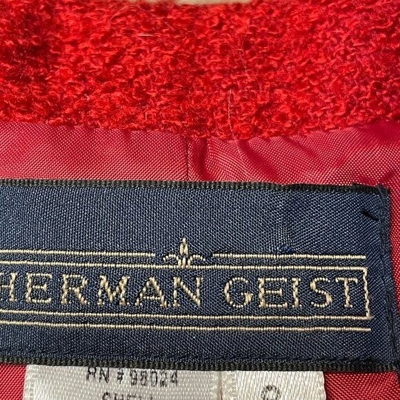 Vintage Herman Geist Boucle Jacket 8 Red Preppy Timeless Wool Blend Button Up