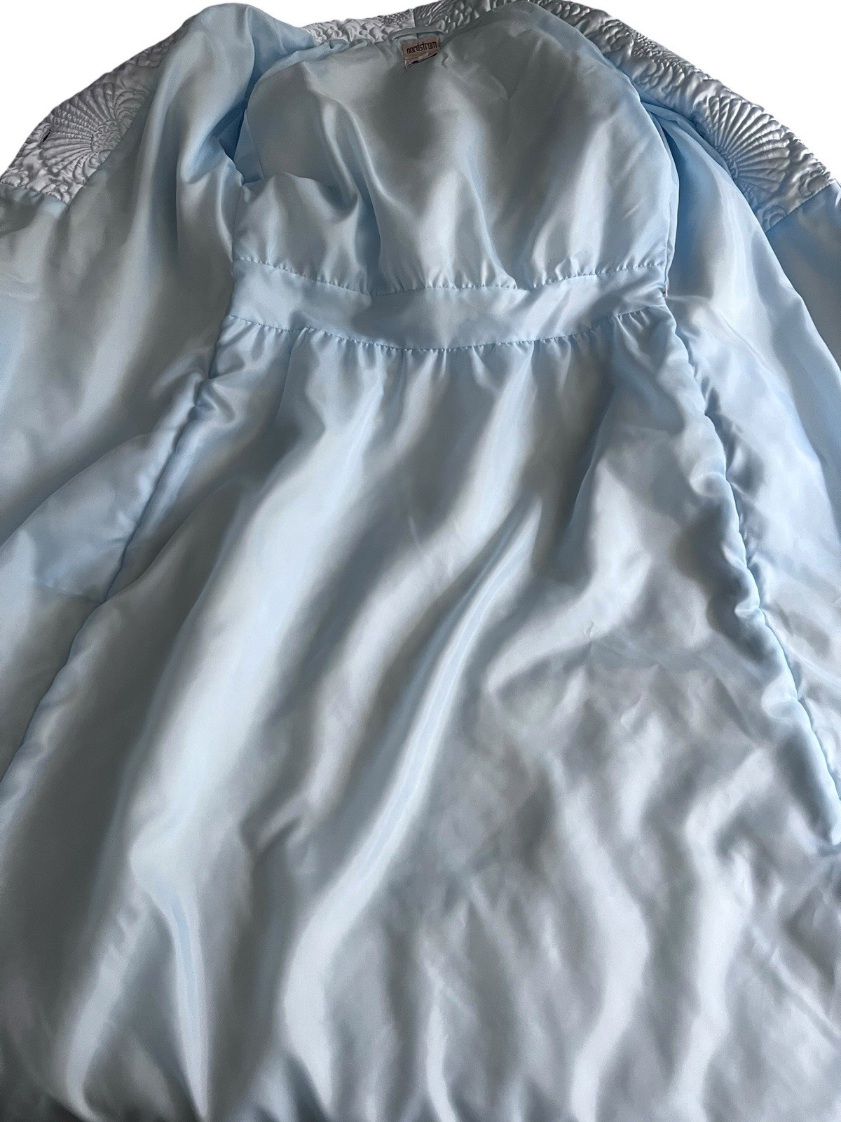 Vintage Satin Nordstrom Quilted Robe Powder Blue Housecoat Dressing Gown Large