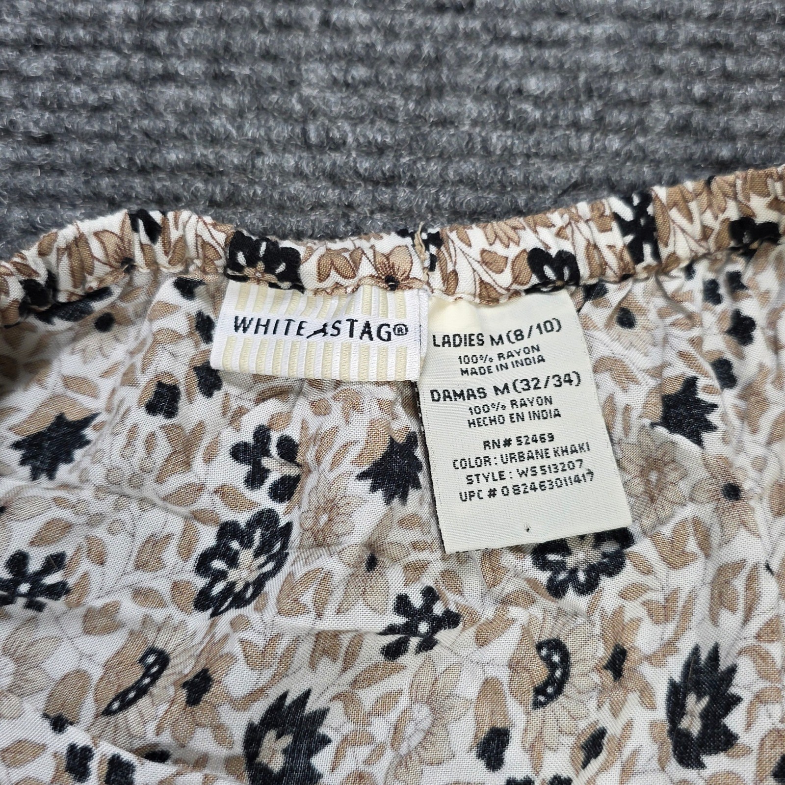 Vintage White Stag Tiered Tea Skirt Women’s Size M 8/10 Tan Khaki Floral Paisley