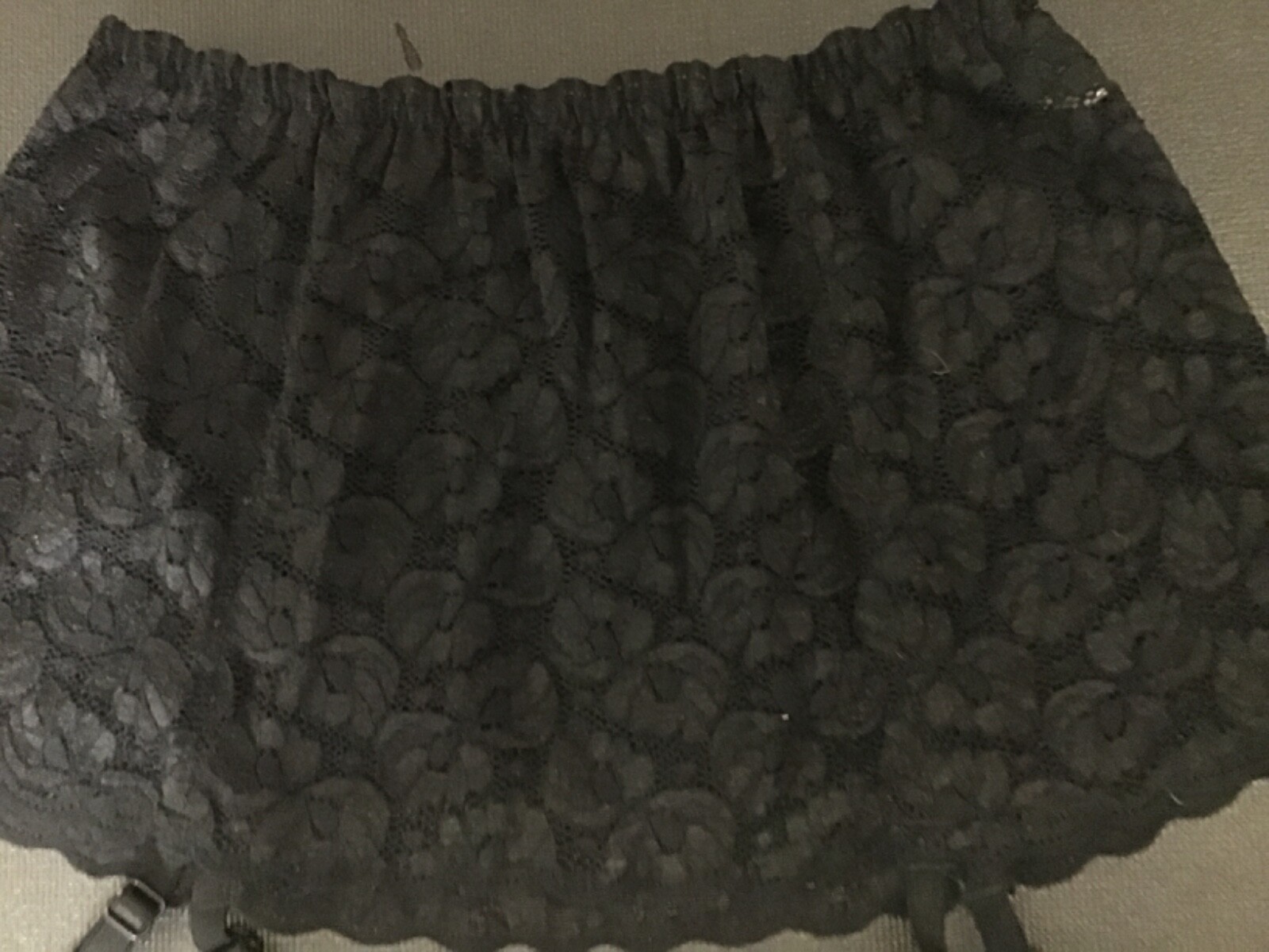 GARTER BELT 100% NYLON SKIRT MINI BLACK LACE/CHIFFON SIZE SM/MED
