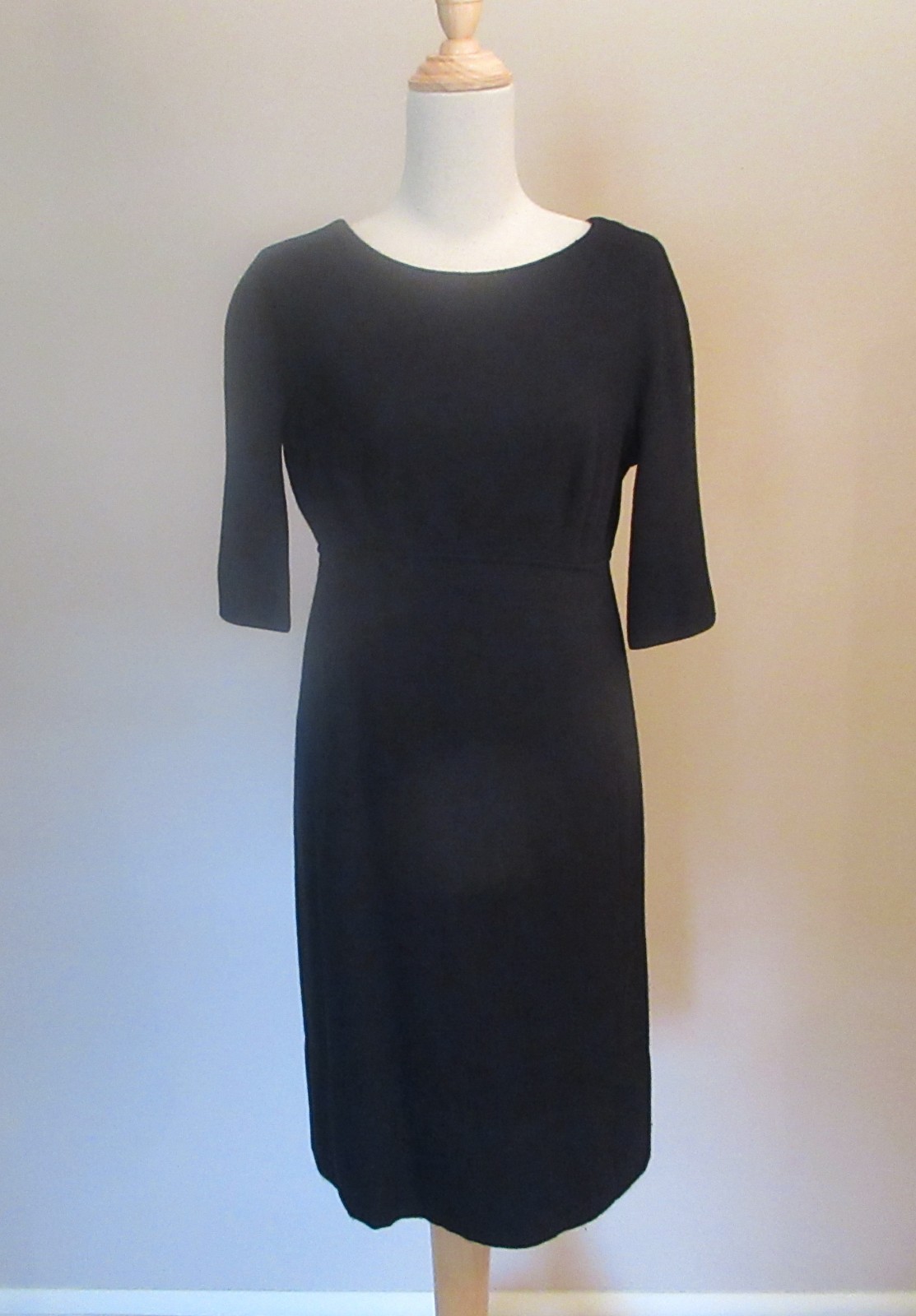 Vintage 1960s Norman Norell New York Black Wool Dress