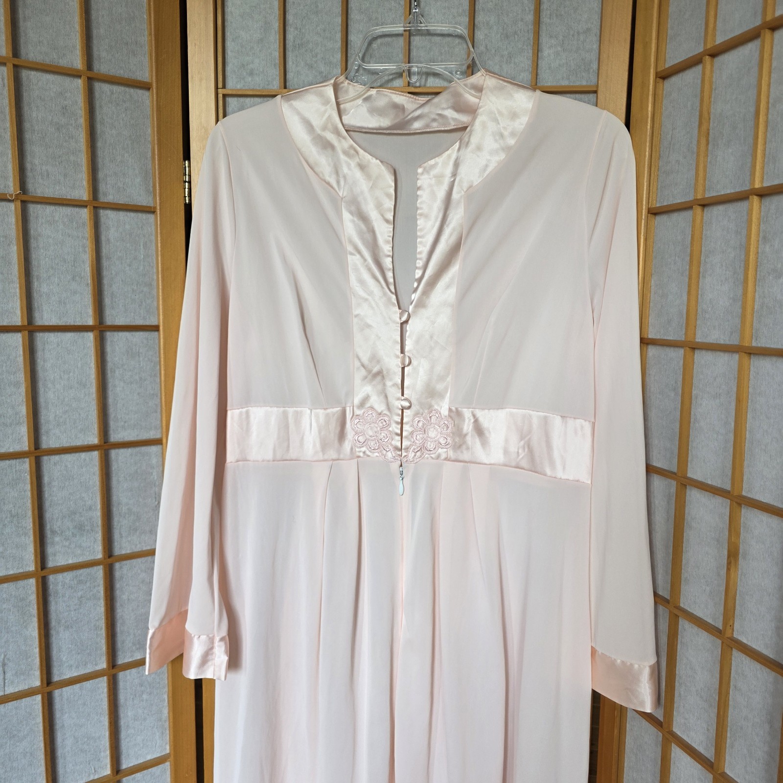 Gossard Artemis Vtg 50-60s Nylon Robe Housecoat Button/Zip Med Pale Pink