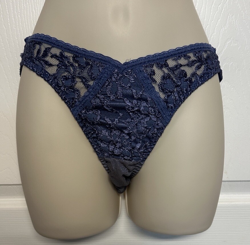 Vintage Victorias Secret Blue Nylon Lace Panties Size S Style 3907