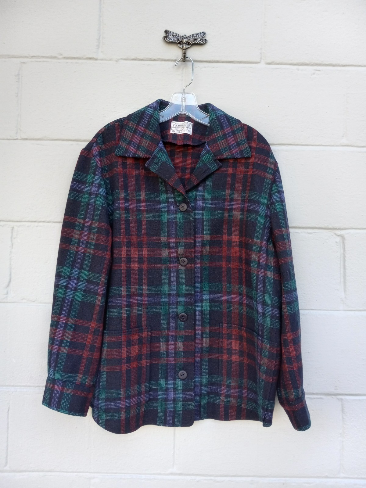 Pendleton Women’s Wool Shirt Jacket Button Up Long Sleeve Plaid #203 SZ M 49er