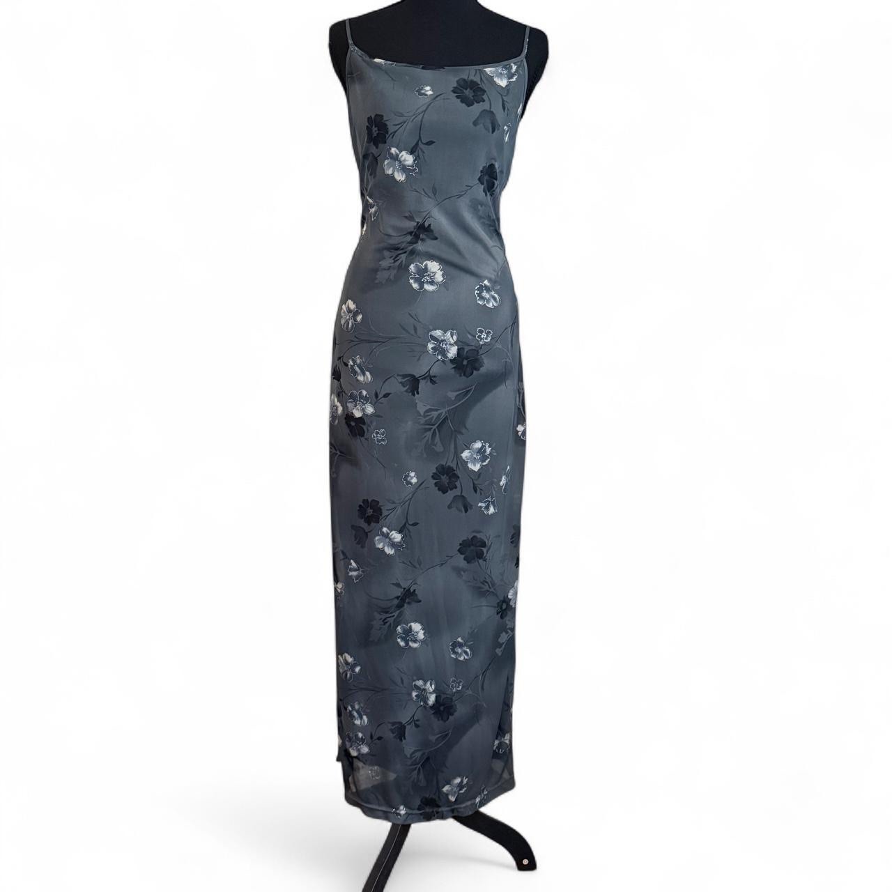 vintage gray 90s floral maxi dress Alyn Paige size 14