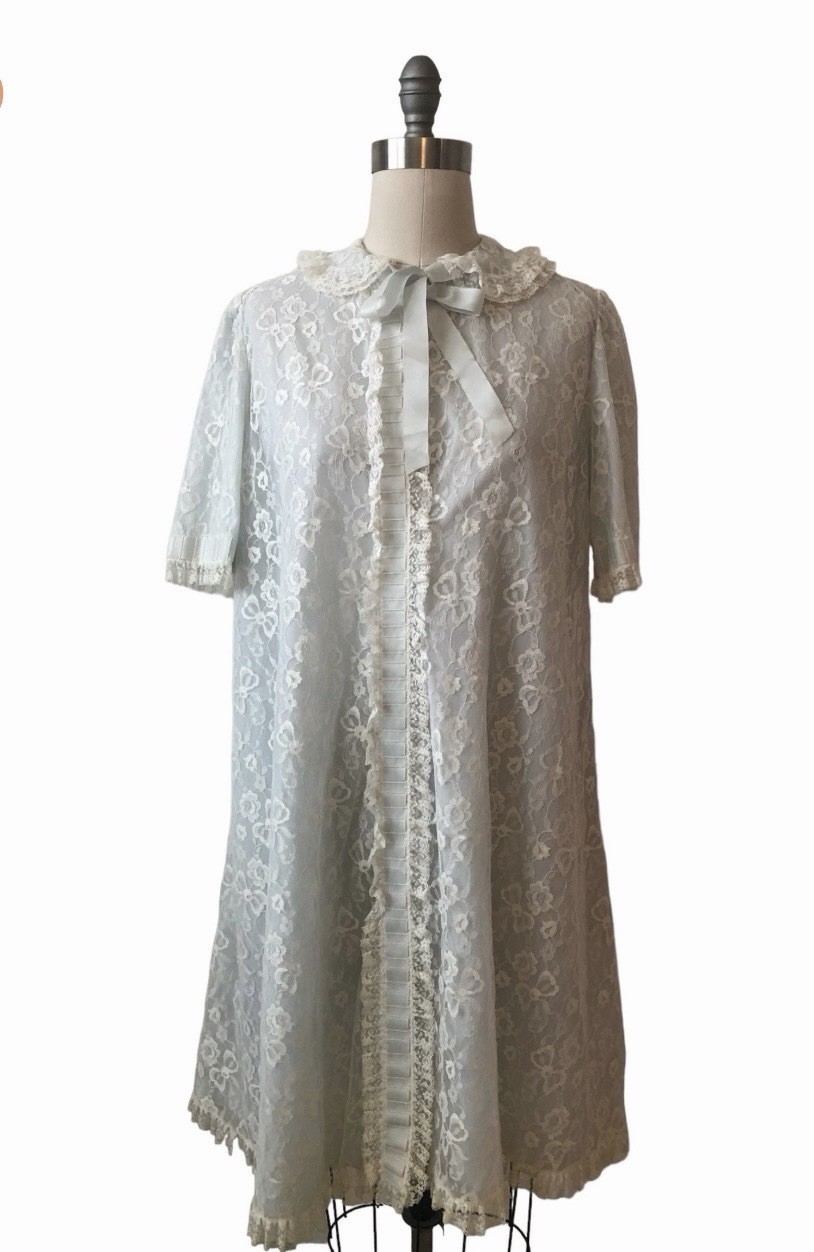Vintage Lace Peignoir Robe , Duster, 1950’s, Romantic, Boudoir,coquette Style