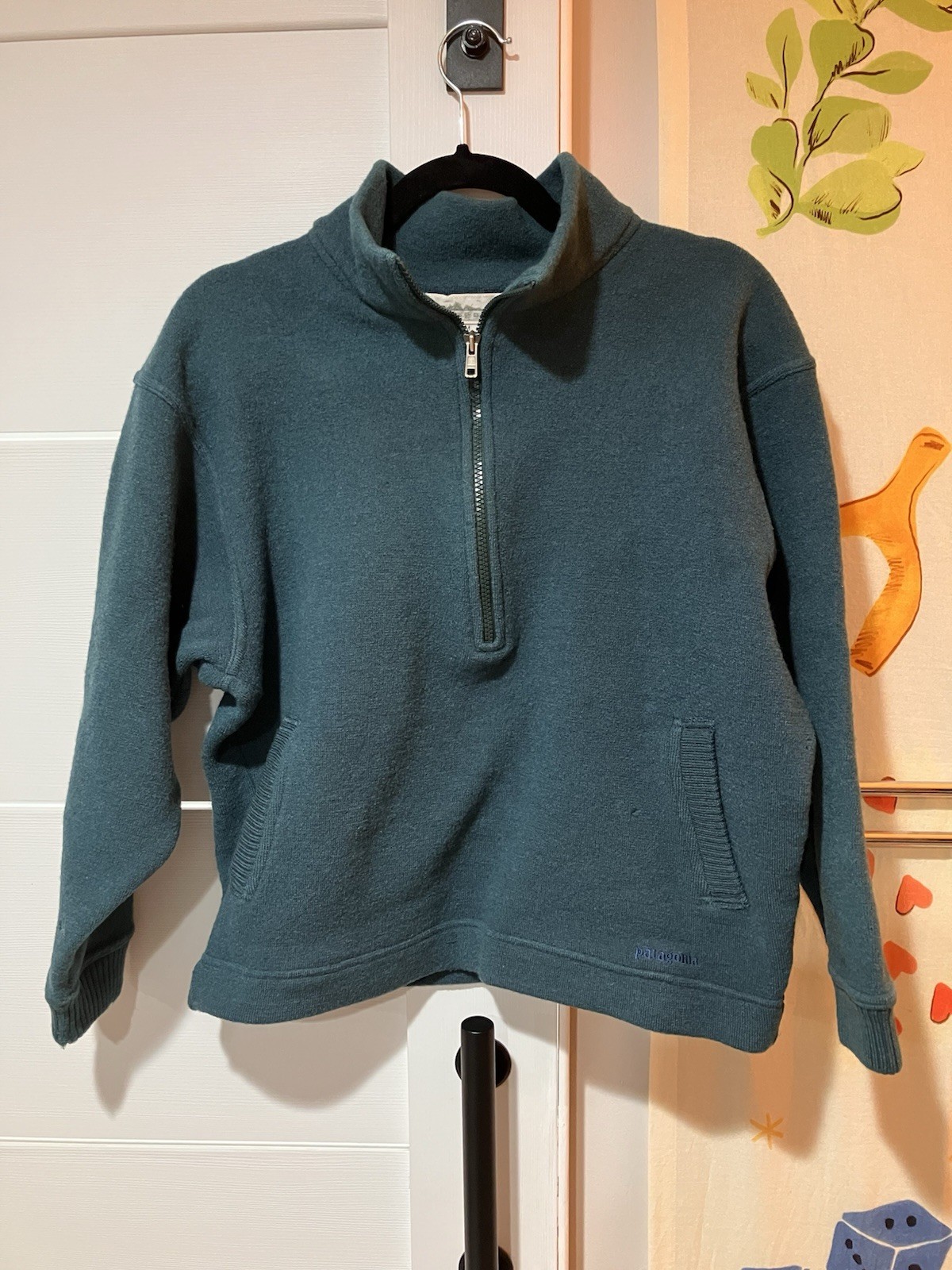 RARE VINTAGE 1980s PATAGONIA WOMENS MEDIUM HALF ZIP 100% WOOL SWEATER