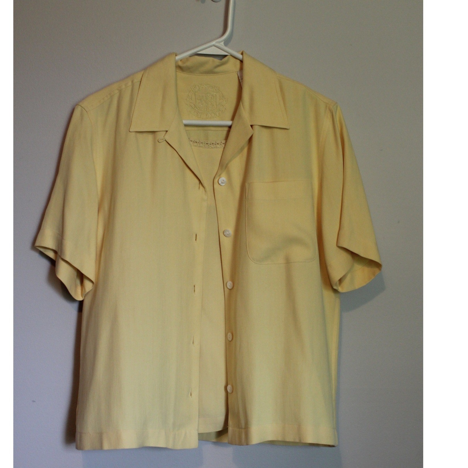 Pusser’s Silk Shirt Tank Set Womens S Yellow Excellent Vintage 2 Piece Twin Set