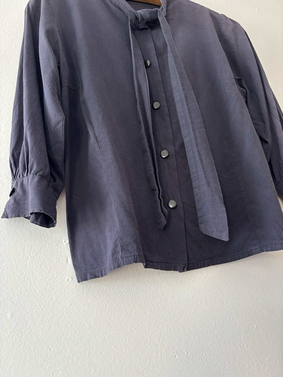 Vintage 1950s Softest Cotton Gabardine Button Down Secretary Blouse