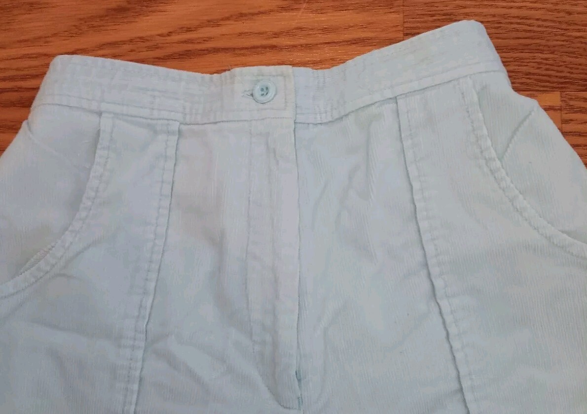 VTG 1970s Corduroy Shorts Box Car Skate Beach Baby Blue 24″ Elastic Waist 13/14