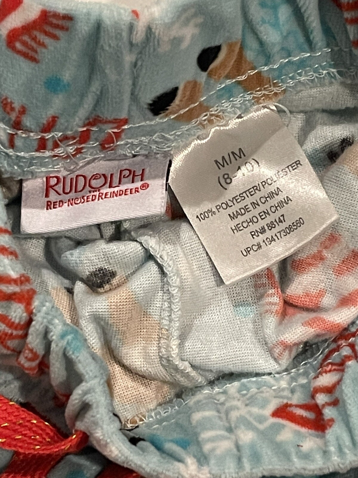 Kids Rudolph The Red Nosed Reindeer Pajama Bottoms Lounge Pants Medium 8-10