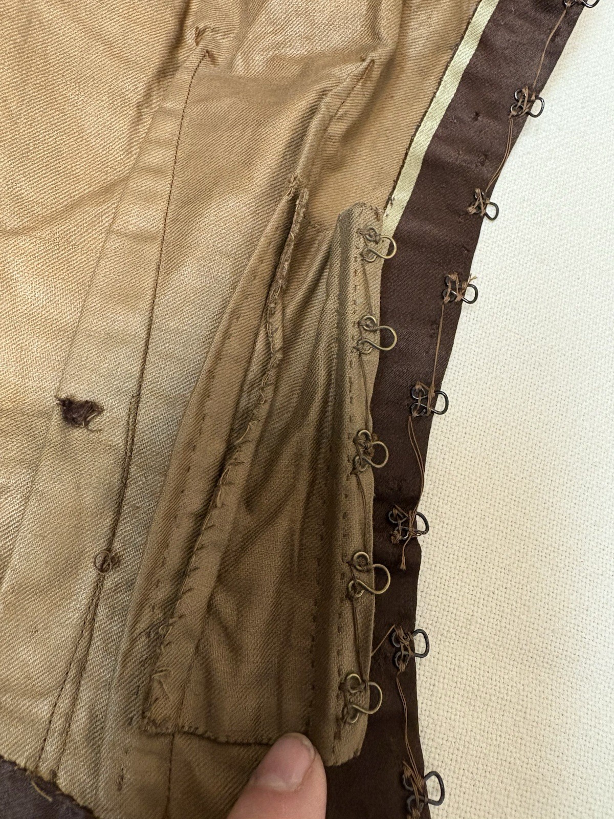 Antique Victorian Satin Velvet Brocade Corset Vest Undergarment Top