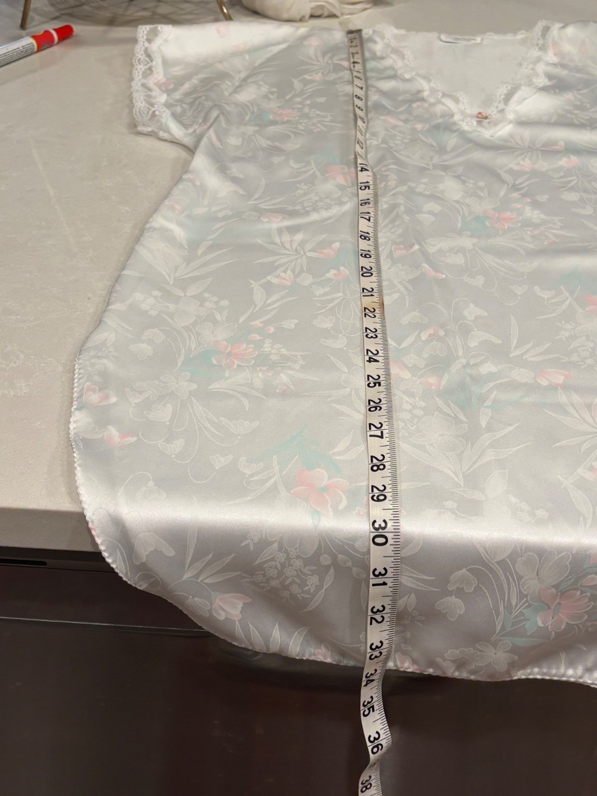 Vintage Sears Satin Floral Nightgown Lounge Tunic Top Cottagecore Lingerie M