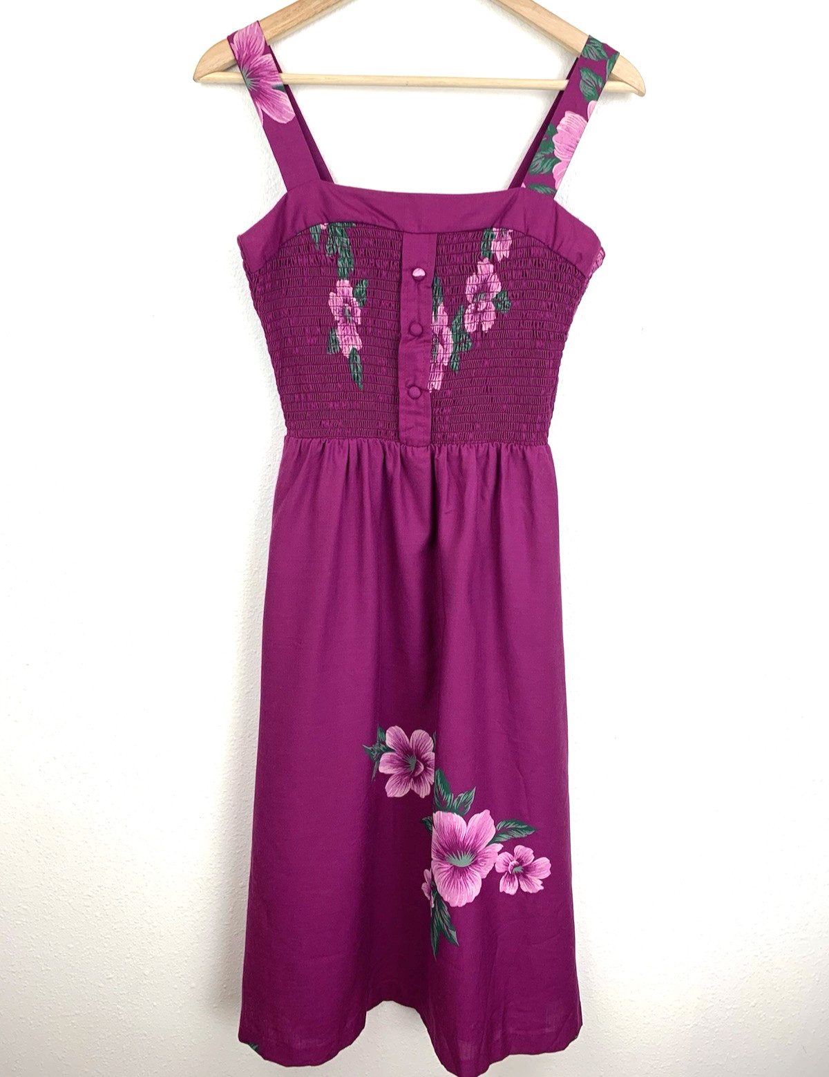 Vintage Liberty House Young Hawaii Sundress Purple Floral Size M Smocked