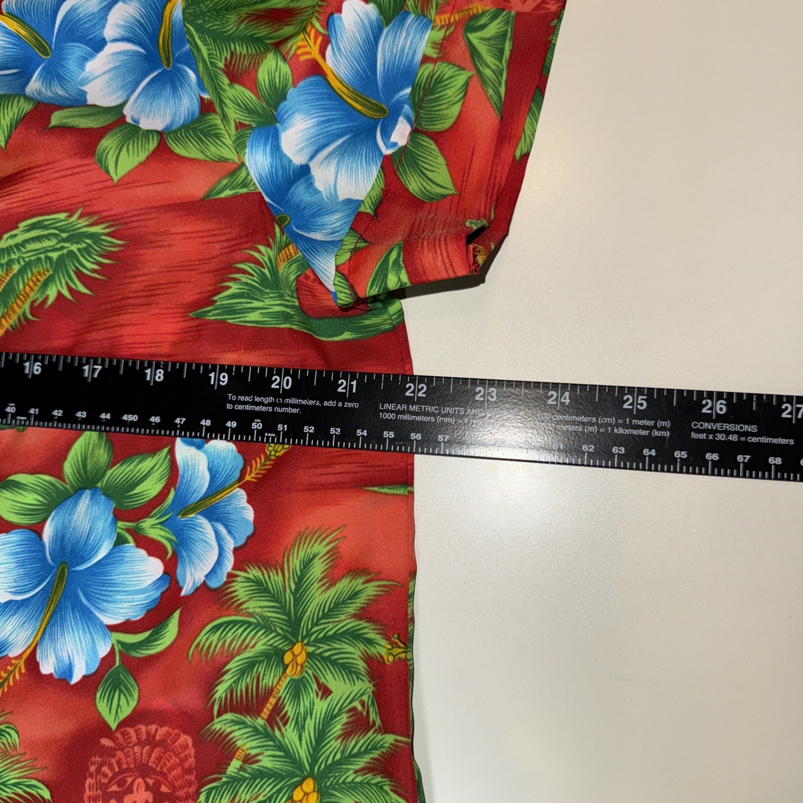 Vintage Hawaii House Dress Red Tropical Flowers Tikis Hawaiian Size 14 Muu Muu