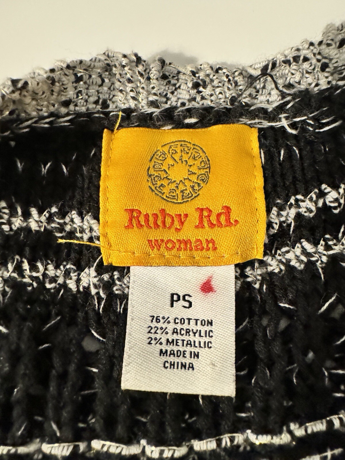 Ruby Rd. Cardigan Jacket Open Frade Black White Sz PS