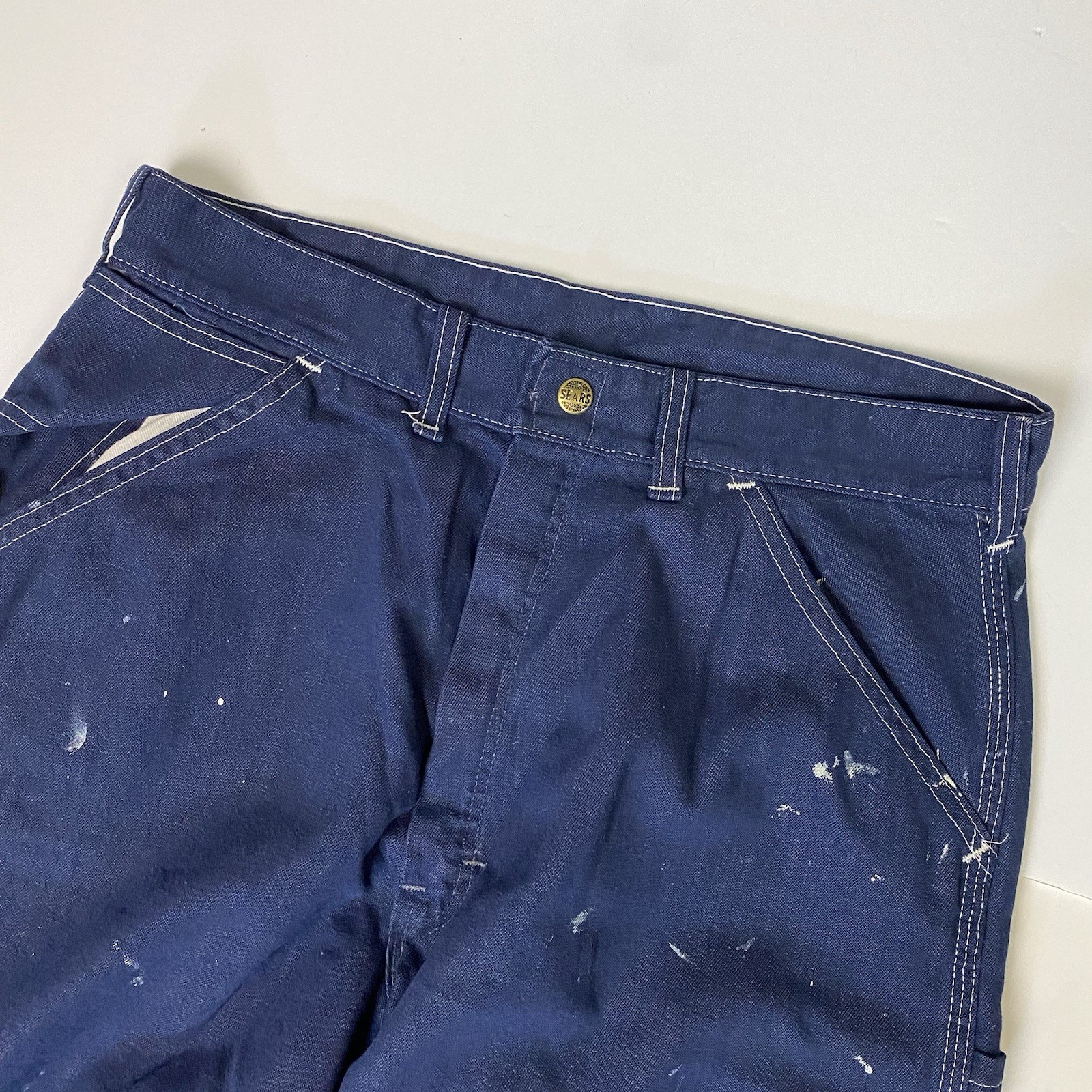 1970s Vintage Sears Denim Carpenter Jeans Painter Pants 32×30 Fits 31 x 29