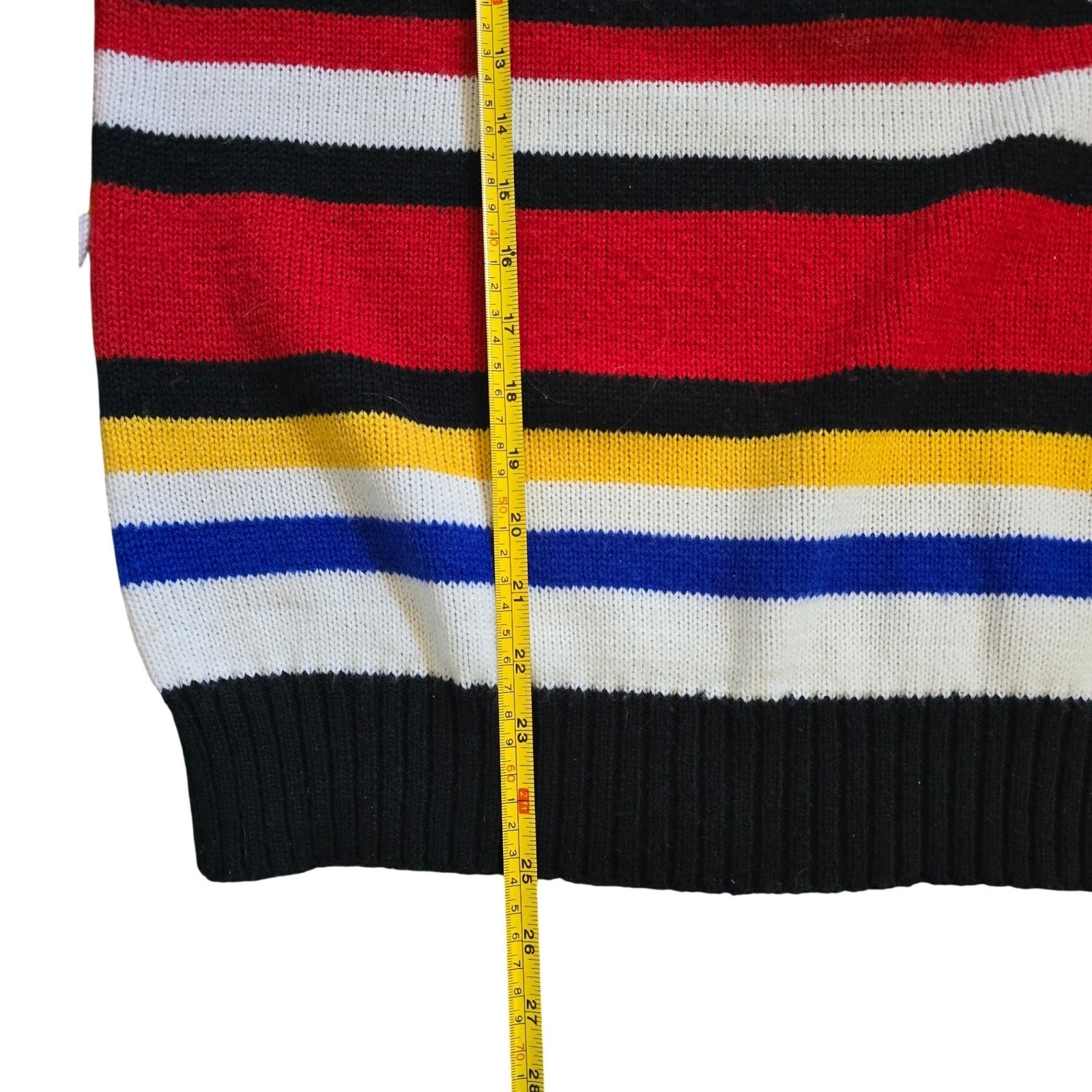 Vintage colorful Sweater Womens M Design zone 1980s red yellow stripes geometric