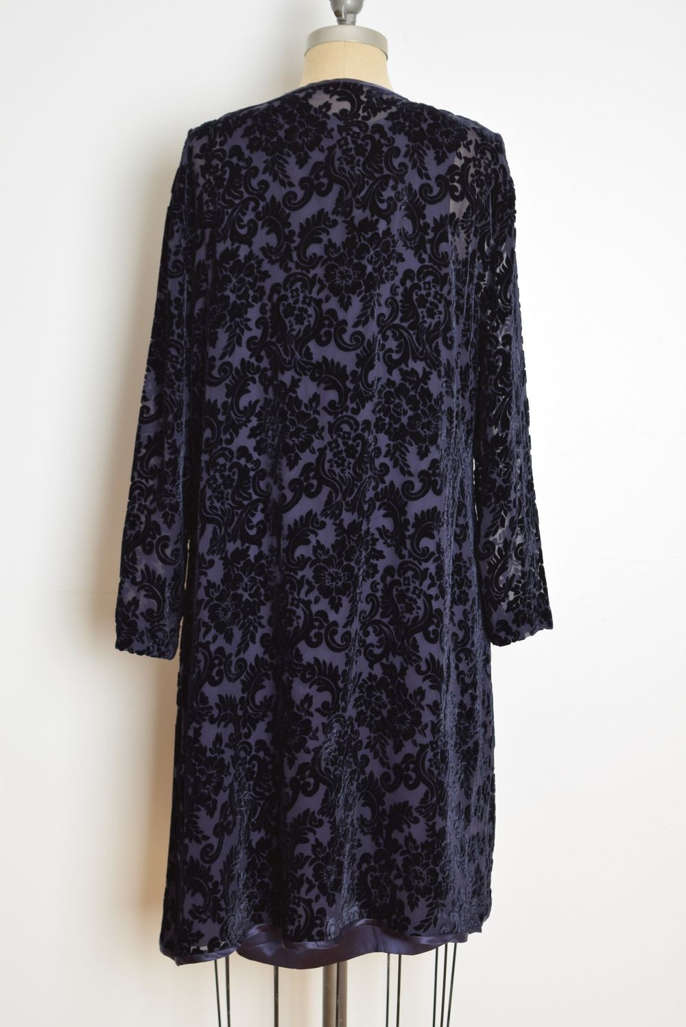 vintage Y2K dress jacket set Spenser Jeremy navy-plum silk burnout velvet L 16