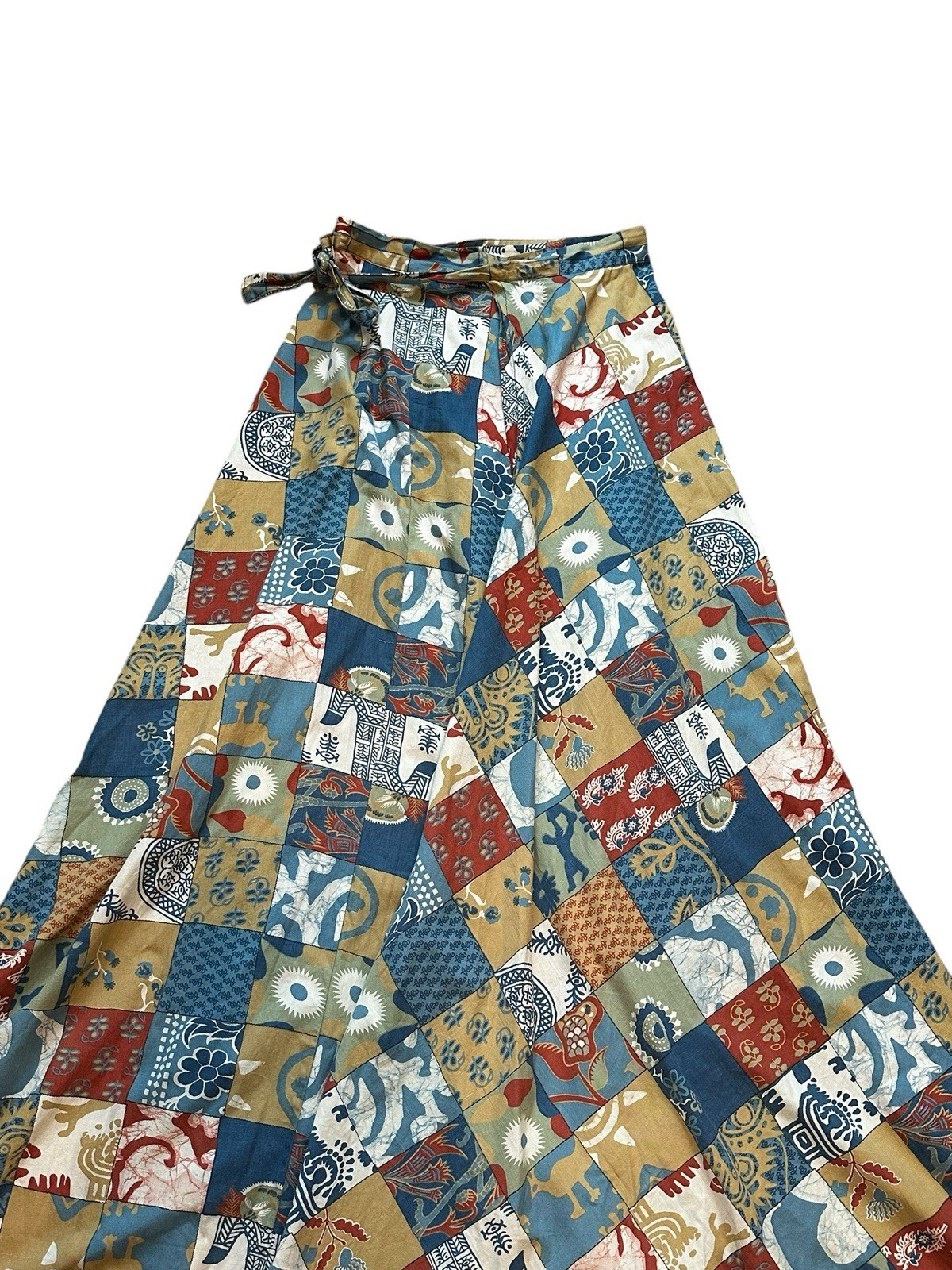 Nap Liberty House Vintage Wrap Maxi Skirt Patchwork 60s Boho Cottagecore Size S