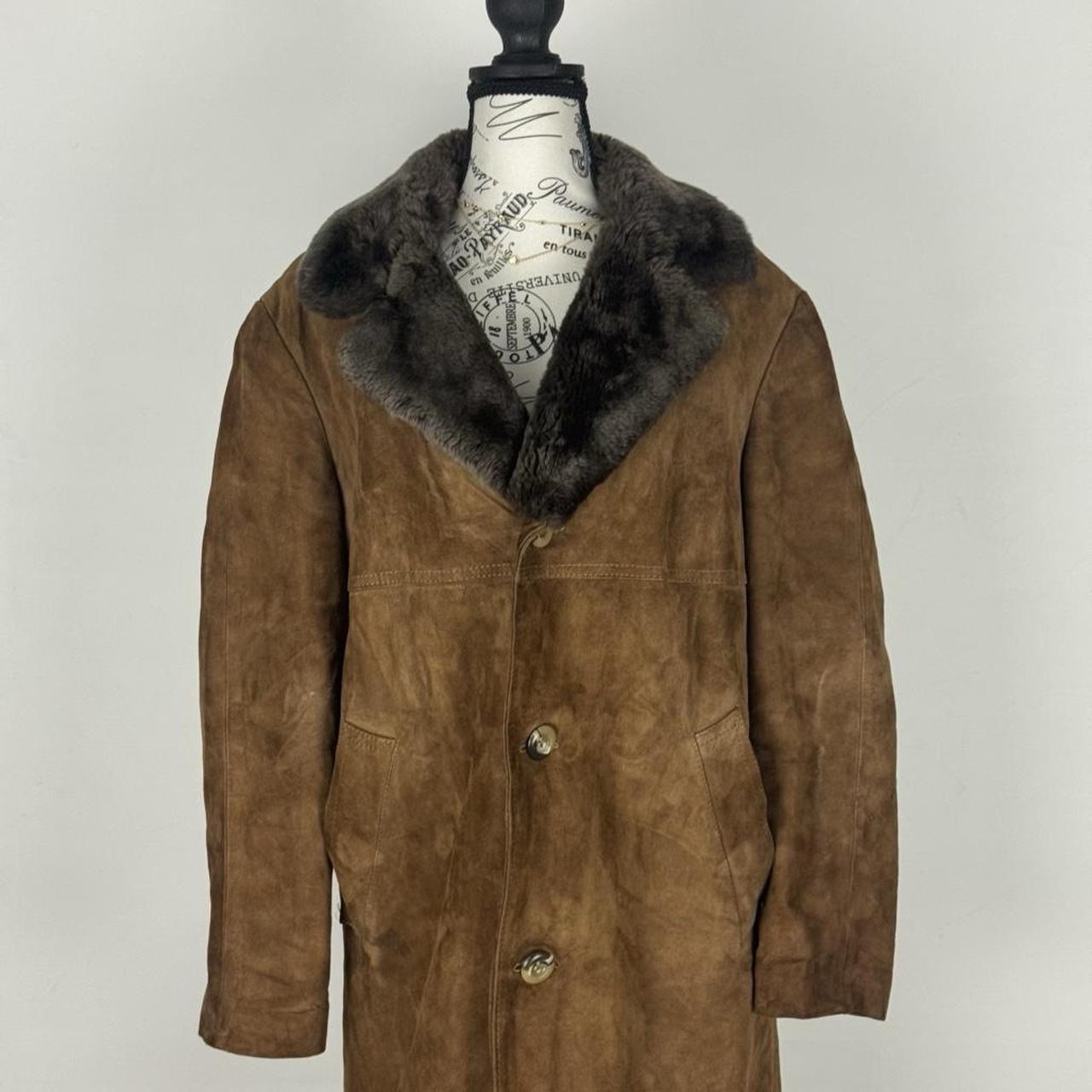 VTG 70s brown suede sherpa coat Size M EU 44 Boho