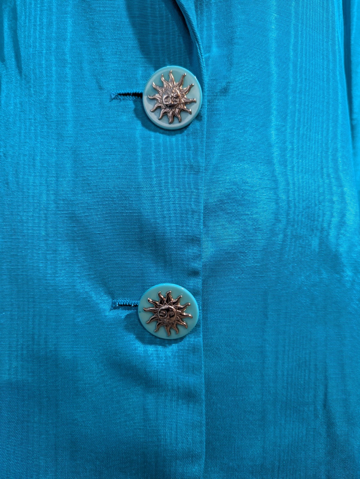 CRISCIONE Vintage Turquoise Blazer Embellished. size 6P. Made in USA